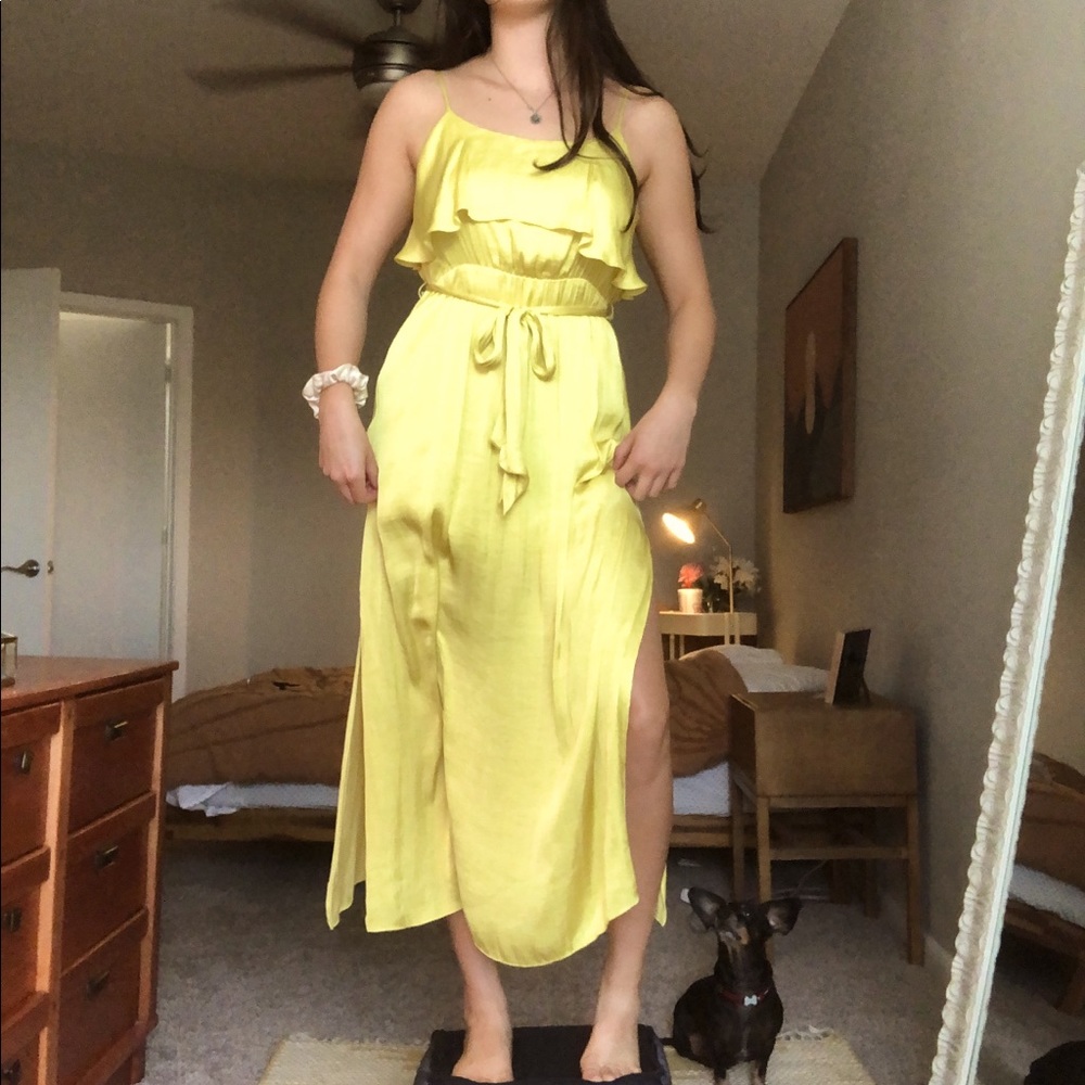 Satin Yellow Maxi Dress